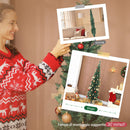 Albero di Natale Artificiale Slim 48x48x180 cm con 321 Rami a Forma di Abete e Base in Plastica Verde      
