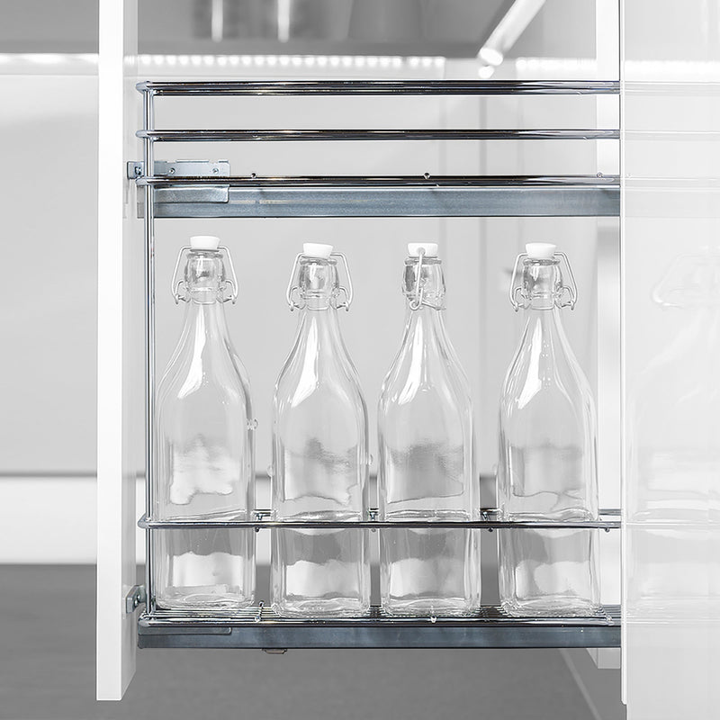 Portabottiglie Estraibile per Mobile da Cucina 15 cm Chiusura Soft in Acciaio Cromato Emuca