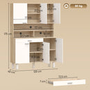 Credenza da Cucina 120x40x175 cm con Ripiani Aperti 4 Armadietti e Cassetto in Legno e Metallo Bianco e Legno      