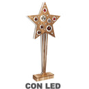 Stella in Legno marrone con sfere e 15 Led cm 28x7xh57,5