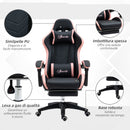 Sedia da Gaming Ergonomica 65x65x121-129 cm in Similpelle Rosa e Nero