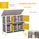 Gabbia per Conigli Conigliera 122x50x101 cm a 2 livelli con Tetto Apribile Mangiatoia e Vassoi Estraibili in Legno Marrone      