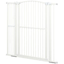 Cancellino per Cani Regolabile con 2 Estensioni 77-105x120 cm in Acciaio e Doppio Blocco Bianco