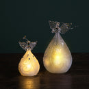 Set 2 Angeli Agrifoglio con Led H16,5 cm in Vetro Silver