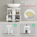 Mobile Sottolavabo Intaglio a U 60x30x60 cm Ripiano Aperto e Armadietto in MDF Bianco   