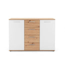 Credenza Jacky 2 2 ante e 4 cassetti 120x85h cm rovere bianco