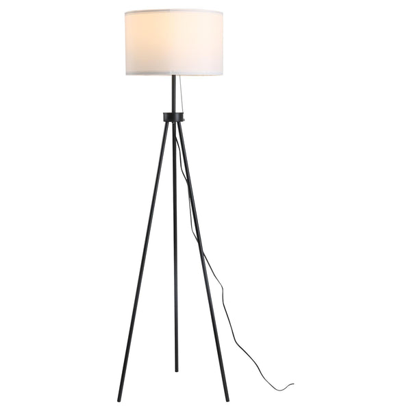 Lampadaire Trépied en Métal avec Abat-jour H152 cm E27 Noir et Blanc sconto