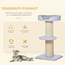 Tiragraffi per Gatti 45x45x91 cm con Lettino in Peluche e Palo in Sisal Azzurro