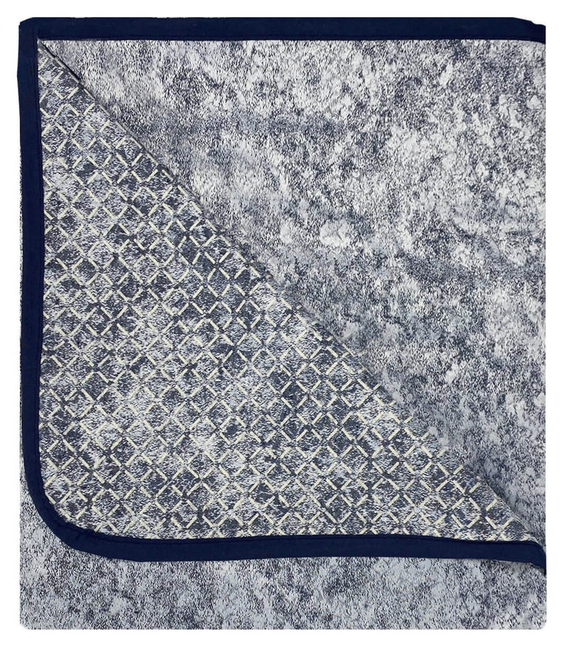 Copridivano con Penisola Sinistra in Poliestere e Cotone Blu Scuro Varie Misure