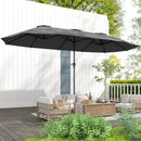 Ombrellone Doppio da Giardino 400x220x234H cm con Prese d'Aria e Manovella Nero e Grigio Scuro  