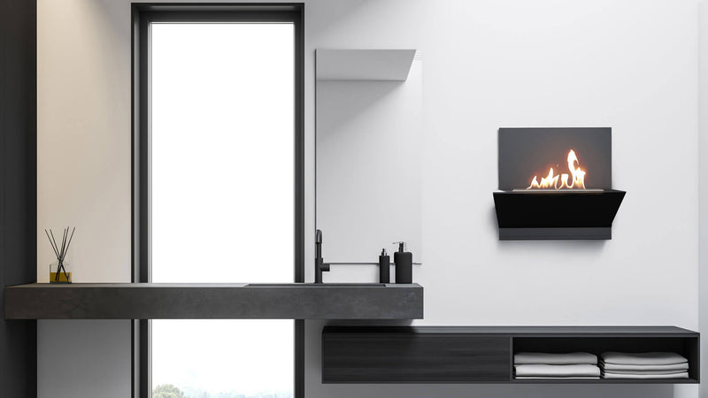 Camino a Bioetanolo da Parete 45x45x15,2 cm Flig Malibù Nero