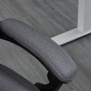 Sedia da Ufficio Presidenziale 65x61x105-113 cm con Poggiapiedi in Tessuto Traspirante Effetto Lino Grigio