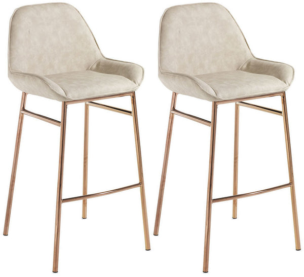 prezzo Lot de 2 Tabourets 49,5x41x105 cm en Simili Cuir Beige