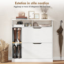 Scarpiera Slim 89x25x92 cm con Divisori Regolabili e Ripiani a Giorno in MDF Bianco      