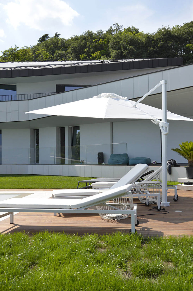 Ombrellone da Giardino Decentrato 3x3m in Alluminio Telo in Poliestere Mosini Jazz Bianco