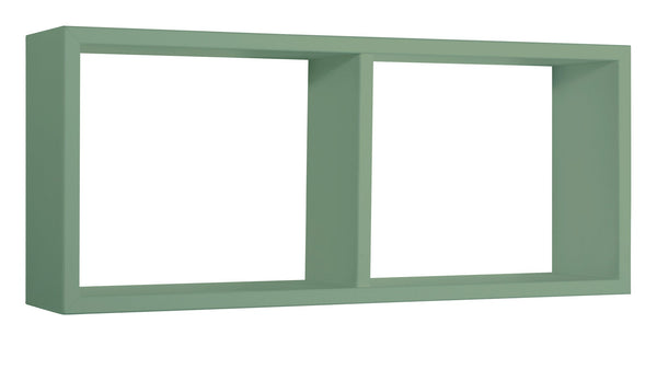 sconto Etagère rectangulaire 2 compartiments muraux 70x30x15,5 cm en fibre de bois Morgana vert d'eau marin