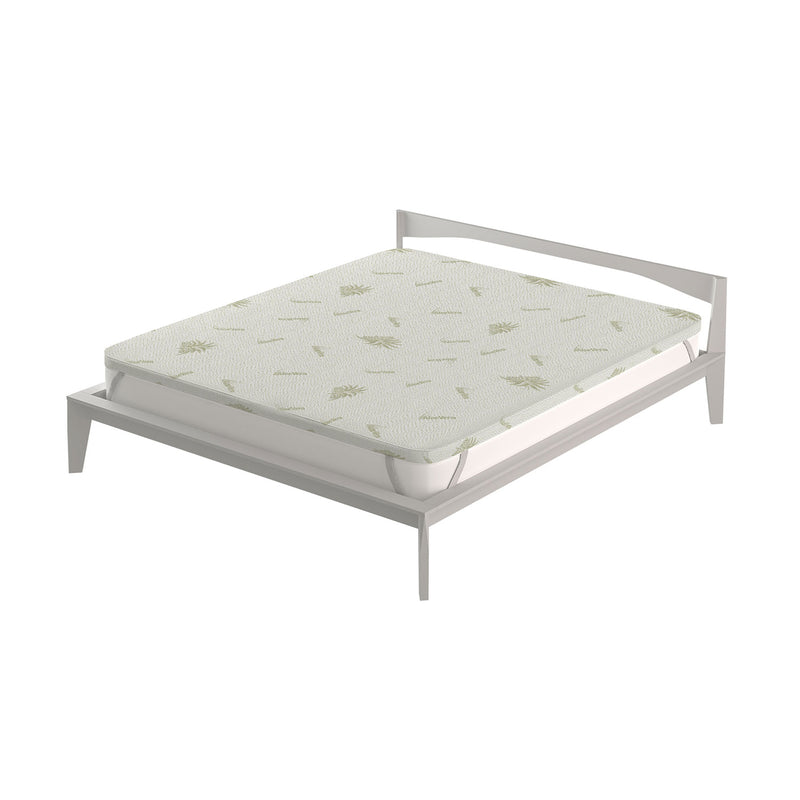 Topper Memory Sfoderabile Fodera Aloe con Elastici in Poliestere Bianco Varie Misure