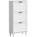 Scarpiera Salvaspazio 60x24x118 cm con 3 Cassetti Ribaltabili e Ripiani Regolabili in MDF Bianco      
