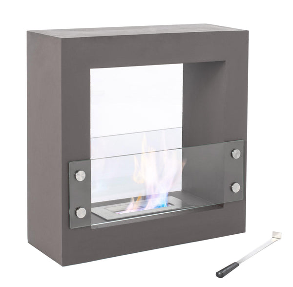 prezzo Cheminée Bioéthanol au Sol 60x24x60 cm Gris