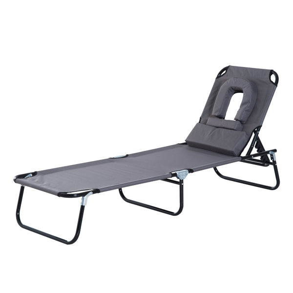acquista Bain de soleil de jardin pliant en acier et tissu 190x56x28 cm Gris