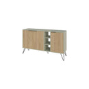 Madia Moderna Credenza 142x83 cm con 3 Ante e Vani a Giorno Quercia e Verde      