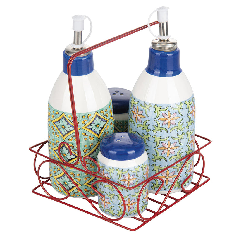 Menage Set Olio Aceto Sale e Pepe in Ceramica VdE Tivoli 1996 Infinito  