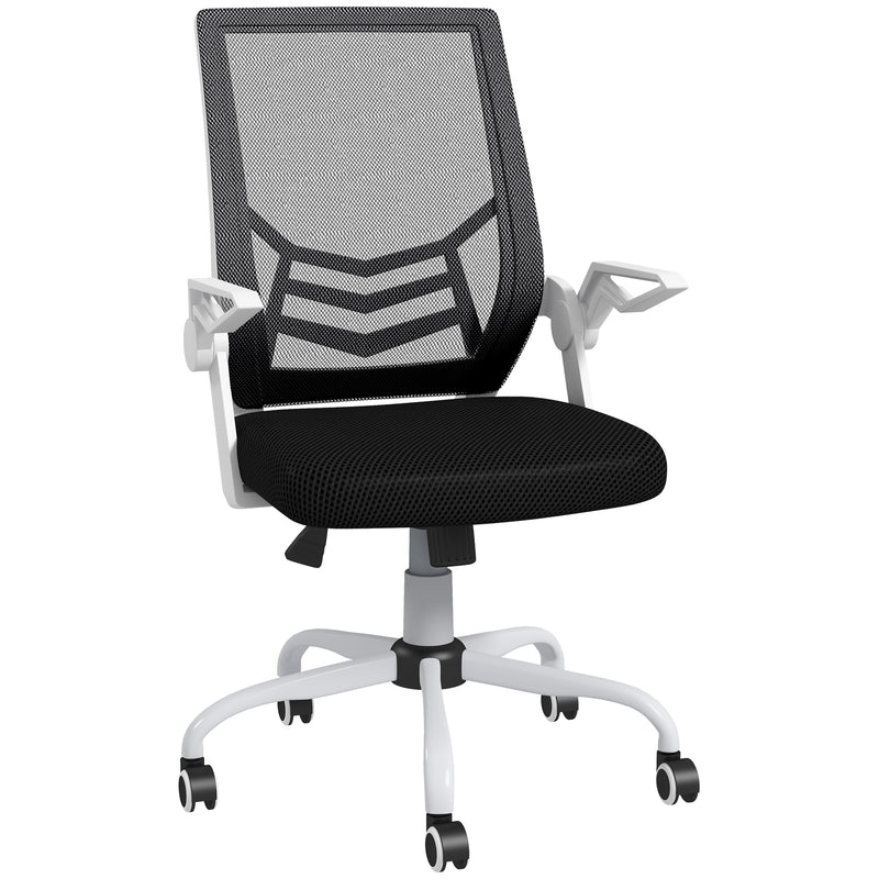 Sedia Operativa Ergonomica Altezza regolabile 94-104 cm Tessuto Effetto Lino Bianco e Nero 