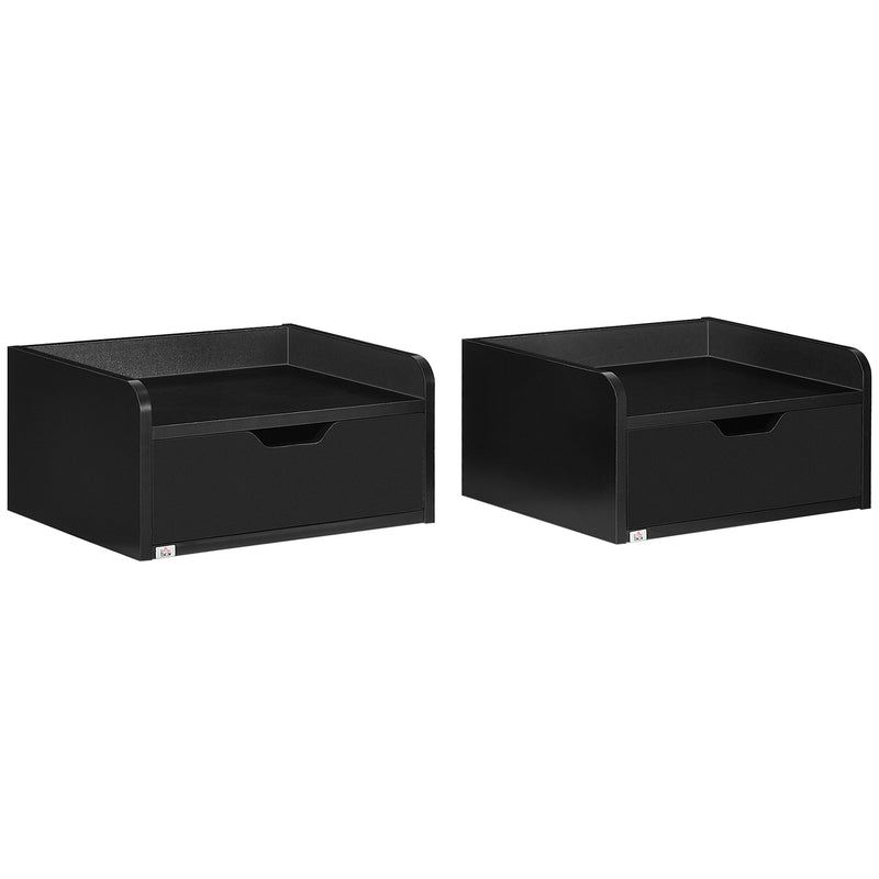 Set 2 Comodini Sospesi 40x30x19,5 cm in Truciolato Nero
