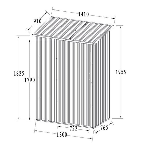 online Cabanon de Jardin en Tôle Grise pour Rangement Outils 130X77X196 Cm Bertozzi