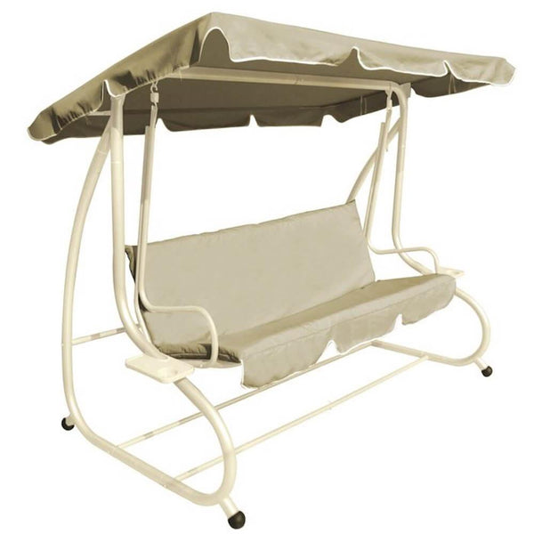 Balançoire de jardin 3 places 230x120x170 cm en acier et polyester Bertozzi Positano Beige sconto