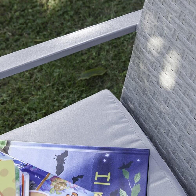 Set Salotto da Giardino Divano Tavolo 2 Poltrone in Polyrattan Bianco Bertozzi Leda