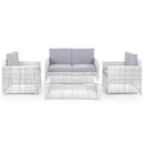 Set Salotto da Giardino Divano Tavolo 2 Poltrone in Polyrattan Bianco Bertozzi Dafne