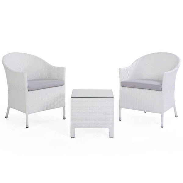 Salon de jardin table 2 fauteuils en polyrotin blanc Bertozzi Letizia prezzo