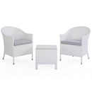 Set Salotto da Giardino Tavolo 2 Poltrone in Polyrattan Bianco Bertozzi Letizia