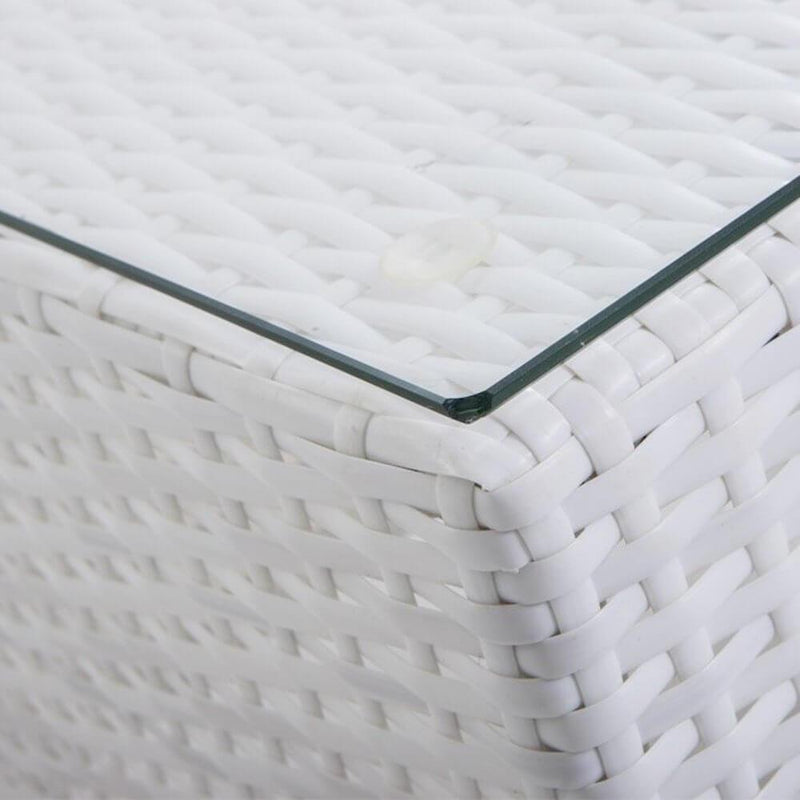 Set Salotto da Giardino Tavolo 2 Poltrone in Polyrattan Bianco Bertozzi Letizia