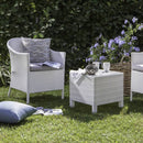 Set Salotto da Giardino Tavolo 2 Poltrone in Polyrattan Bianco Bertozzi Letizia