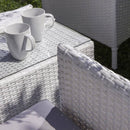 Set Salotto da Giardino Tavolo 2 Poltrone in Polyrattan Bianco Bertozzi Letizia