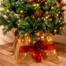 Gonna per Albero di Natale a Pacco Regalo 45x45x27,5 cm con 40 LED Bianco Caldo      