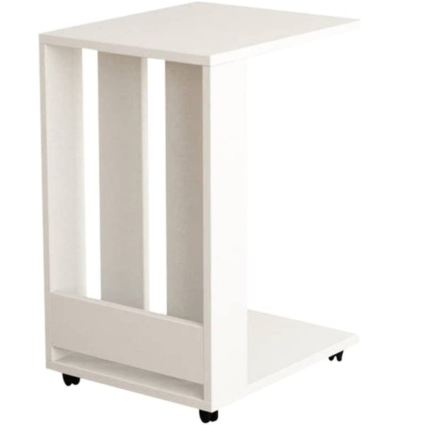acquista Tavolino Ausiliario da Soggiorno 45x37,5x60 cm con Ruote Affiancabile al Divano in Legno Bianco Tortora Bianco Antico