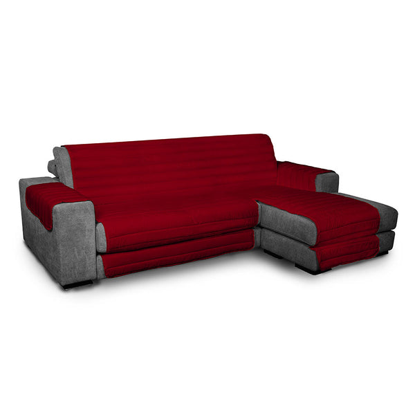 Housse de canapé matelassée en microfibre avec péninsule droite Bordeaux sconto