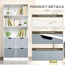 Libreria 4 Cassetti 3 Ripiani 76x30x173 cm in MDF e Truciolato Bianco e Grigio
