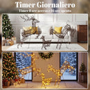 Set 3 Renne di Natale Luminose da Esterno Alte 120 cm con 200 LED Bianco Caldo 8 Modalità e Timer in Metallo e Rattan PP Marrone      
