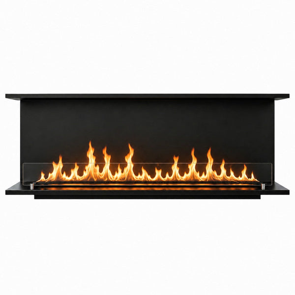 Camino a Bioetanolo da Incasso Trifacciale 150x30x50 cm Giove 3 Lati Aperti Struttura in Acciaio Nero sconto
