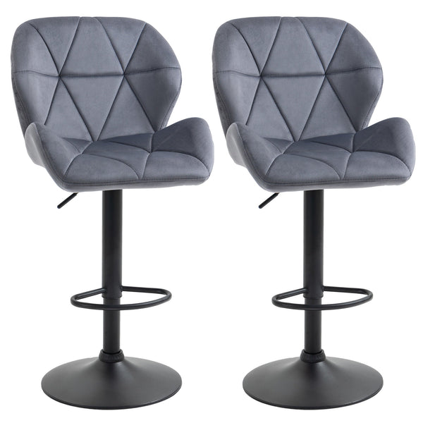 Lot de 2 Tabourets de Bar 51,5x57,5x93-114,5 cm en Tissu Effet Velours Gris online