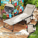 Sdraio da Giardino Pieghevole 60x190x31 cm Reclinabile a 5 Livelli con Tavolino Laterale e Tasca Crema   