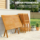 Set 5 Pezzi da Pranzo per Giardino Tavolo e 4 Sedie Pieghevoli in Legno di Acacia Naturale      
