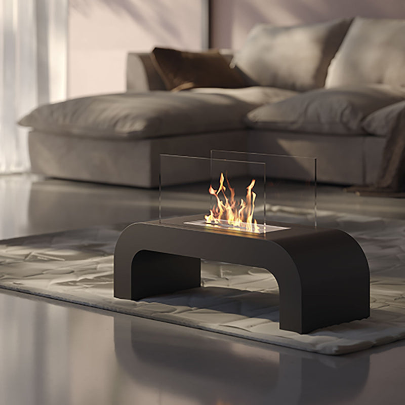 Camino a Bioetanolo da Pavimento 75,5x30x45,5 cm 2000W 1,5L Trento Nero 