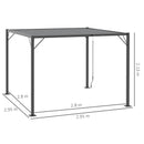 Pergola da Giardino 2,95x2,95m in Alluminio e Acciaio Grigio