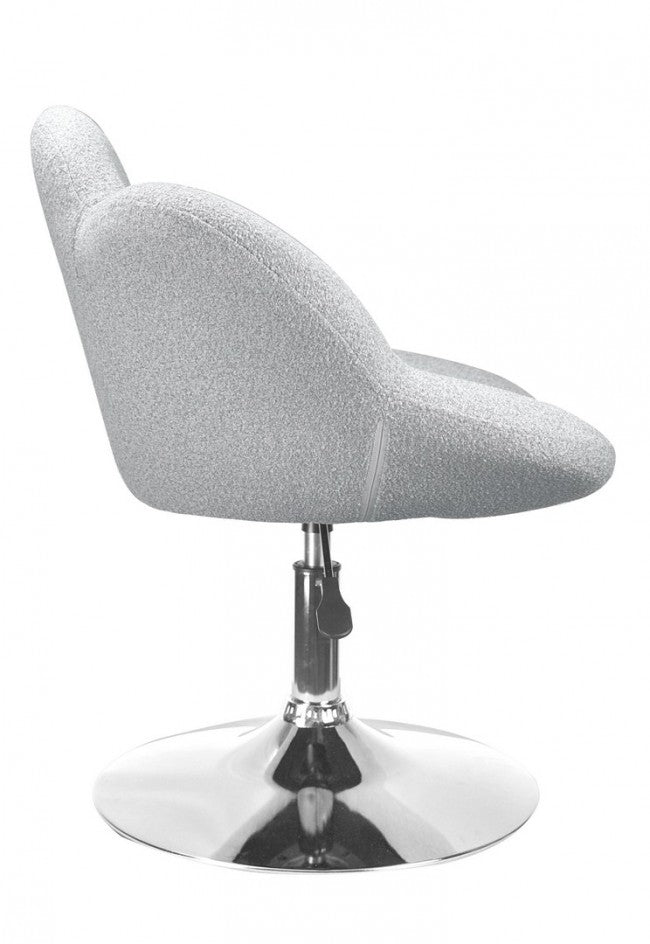 Set 2 Poltroncine da Soggiorno 69x55x69/81 cm in Schiuma Poliuretanica Fleur Cromo-Grigio Chiaro