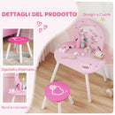 Set Toeletta Trucco Bambina 3-6 Anni 60x43,5x83 cm con Sgabello Specchio Infrangibile Design con Cuori in MDF Rosa      
